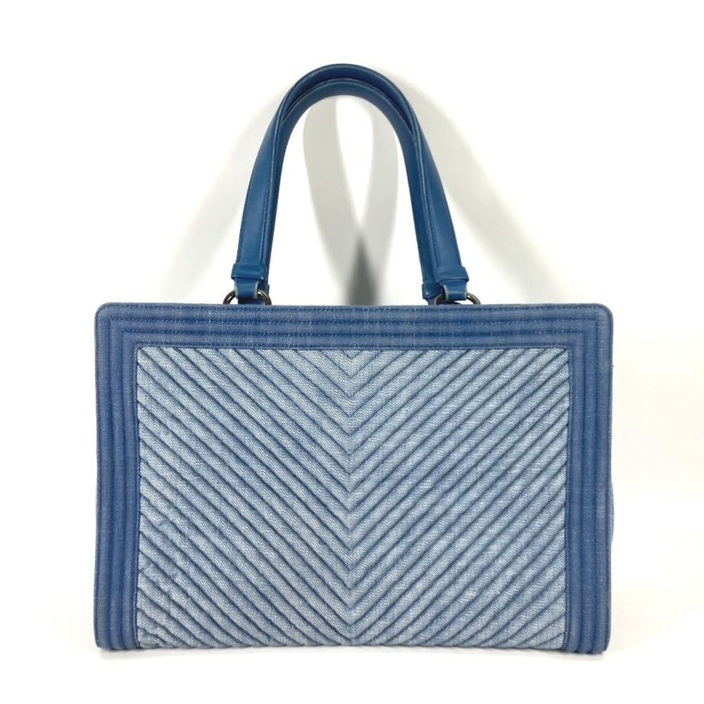 CHANEL Boy Chanel V-stitch shoulder bag, tote canvas, women's, blue, KS-24020...